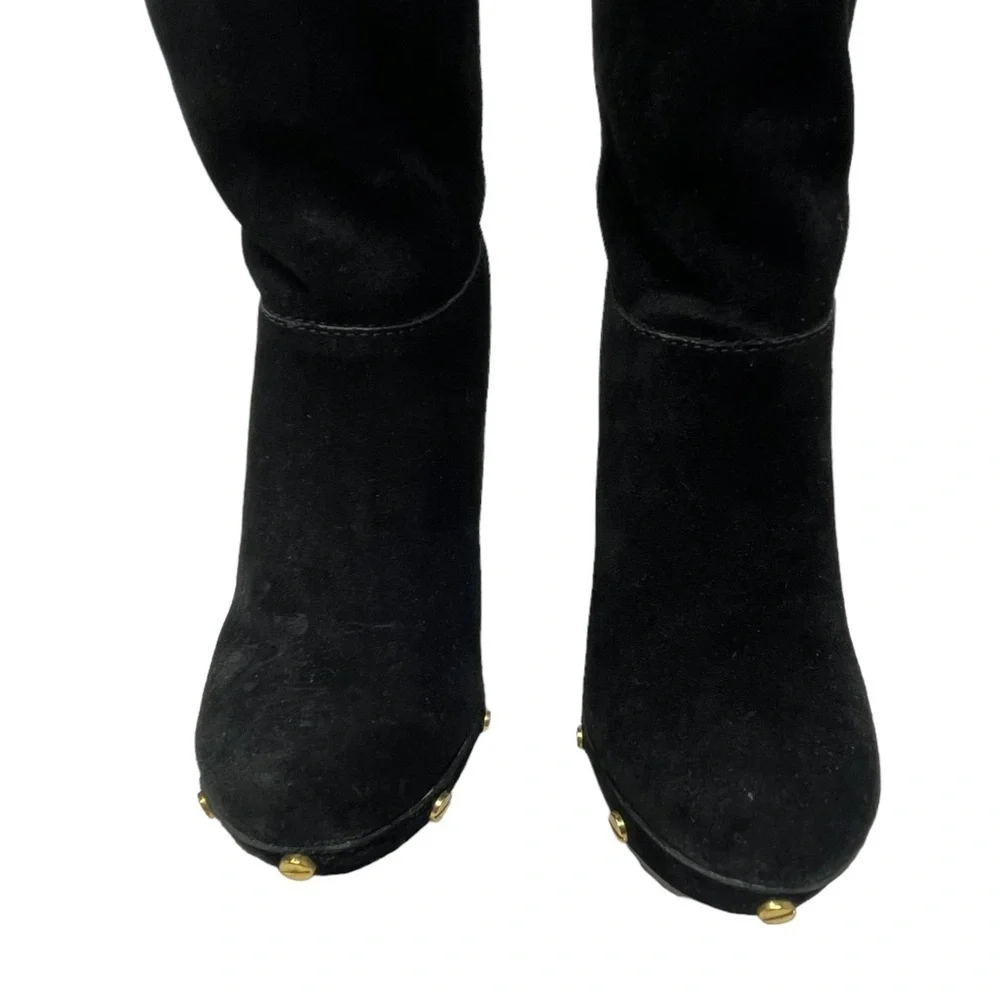 Tory Burch | Tall Black Suede Leather Booker Clog Boots, womens size 6